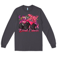 Smoke crush breast cancer monster truck with dinosaur Long Sleeve Tee - JahusDesignShop