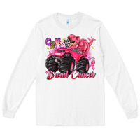 White crush breast cancer monster truck with dinosaur Long Sleeve Tee - JahusDesignShop