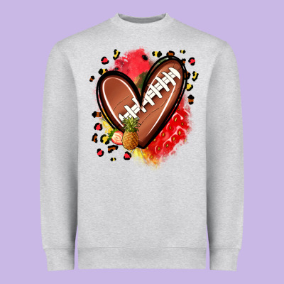 Fruits And Football Heart Heavyweight Sweatshirt Designed By Zillion Design Studio