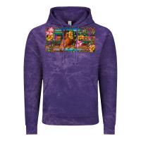 Cloud Purple Brown horse with flowers and leopard Vintage Hoodie - RanaPortraitStore