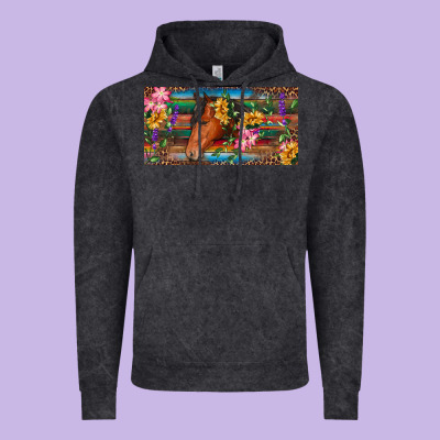 Vintage Hoodie Brown horse with flowers and leopard