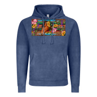 Vintage Denim Brown horse with flowers and leopard Vintage Hoodie - RanaPortraitStore