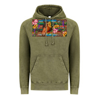 Vintage Olive Brown horse with flowers and leopard Vintage Hoodie - RanaPortraitStore