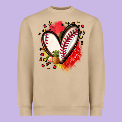 Fruits And Baseball Heart Heavyweight Sweatshirt Designed By Zillion Design Studio