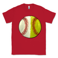 Red half baseball softball Classic Tee - JahusDesignShop