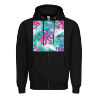 Black ocean waves octopus seamless pattern Zipper Hoodie - BundleAndBundleShop