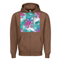 Chestnut ocean waves octopus seamless pattern Zipper Hoodie - BundleAndBundleShop