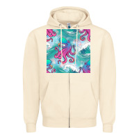 Sandshell ocean waves octopus seamless pattern Zipper Hoodie - BundleAndBundleShop