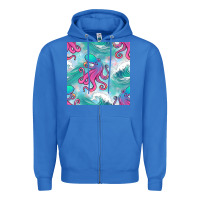 True Royal ocean waves octopus seamless pattern Zipper Hoodie - BundleAndBundleShop