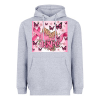 Heather Grey breast cancer nails hope Heavyweight Hoodie - MaliasSmallBusiness