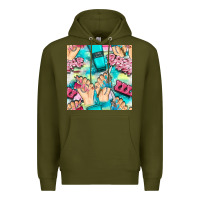 Army Green hand cream and nail tools with serape and glitter seamless pattern bbs Premium Hoodie - BundleAndBundleShop