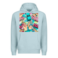 Blue Mist hand cream and nail tools with serape and glitter seamless pattern bbs Premium Hoodie - BundleAndBundleShop