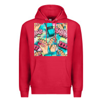 Cardinal hand cream and nail tools with serape and glitter seamless pattern bbs Premium Hoodie - BundleAndBundleShop