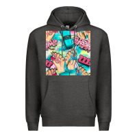 Charcoal Heather hand cream and nail tools with serape and glitter seamless pattern bbs Premium Hoodie - BundleAndBundleShop