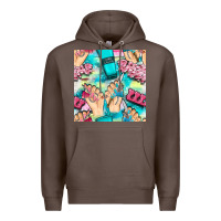 Coffee hand cream and nail tools with serape and glitter seamless pattern bbs Premium Hoodie - BundleAndBundleShop