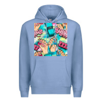 Colony Blue hand cream and nail tools with serape and glitter seamless pattern bbs Premium Hoodie - BundleAndBundleShop