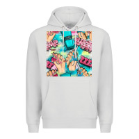 Dove Grey hand cream and nail tools with serape and glitter seamless pattern bbs Premium Hoodie - BundleAndBundleShop