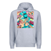 Heather Grey hand cream and nail tools with serape and glitter seamless pattern bbs Premium Hoodie - BundleAndBundleShop