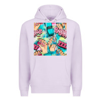 Lilac hand cream and nail tools with serape and glitter seamless pattern bbs Premium Hoodie - BundleAndBundleShop