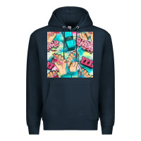 Navy hand cream and nail tools with serape and glitter seamless pattern bbs Premium Hoodie - BundleAndBundleShop