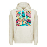 Oatmeal Heather hand cream and nail tools with serape and glitter seamless pattern bbs Premium Hoodie - BundleAndBundleShop