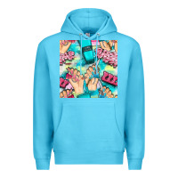 Ocean Blue hand cream and nail tools with serape and glitter seamless pattern bbs Premium Hoodie - BundleAndBundleShop