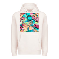 Pale Pink hand cream and nail tools with serape and glitter seamless pattern bbs Premium Hoodie - BundleAndBundleShop