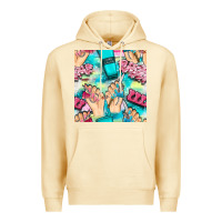Pina Colada hand cream and nail tools with serape and glitter seamless pattern bbs Premium Hoodie - BundleAndBundleShop