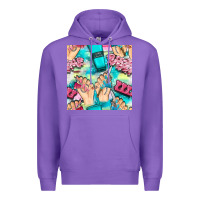 Purple hand cream and nail tools with serape and glitter seamless pattern bbs Premium Hoodie - BundleAndBundleShop