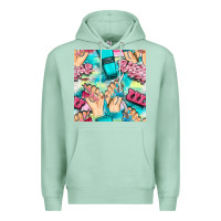 Seafoam hand cream and nail tools with serape and glitter seamless pattern bbs Premium Hoodie - BundleAndBundleShop