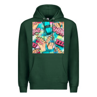 Sports Green hand cream and nail tools with serape and glitter seamless pattern bbs Premium Hoodie - BundleAndBundleShop