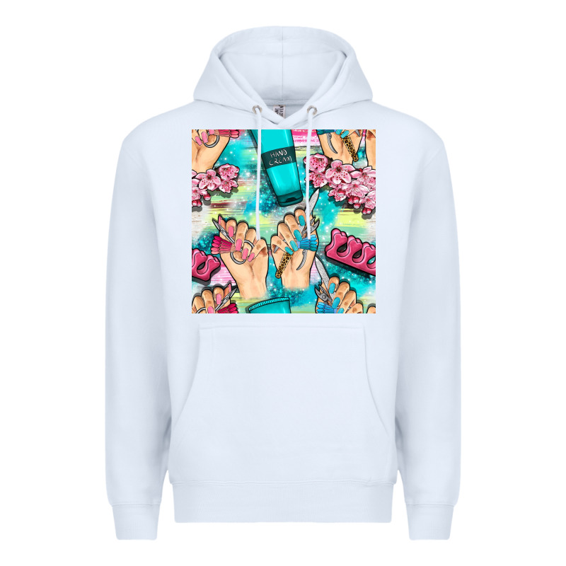 Hand Cream And Nail Tools With Serape And Glitter Seamless Pattern Bbs Premium Hoodie by BundleAndBundleShop | Teevron