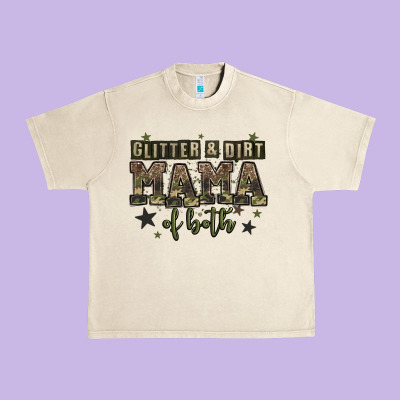 Glitter And Dirt Mama Of Both Urban Heavy Tee Designed By Zillion Design Studio