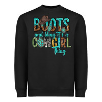 Black boots and bling its a cowgirl thing Heavyweight Sweatshirt - texasbilliewilder