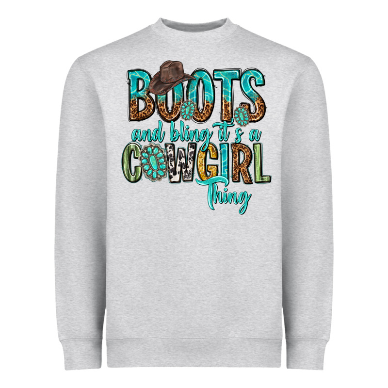 Boots And Bling Its A Cowgirl Thing Heavyweight Sweatshirt by texasbilliewilder | Teevron