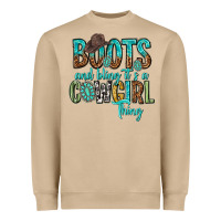 Mushroom boots and bling its a cowgirl thing Heavyweight Sweatshirt - texasbilliewilder