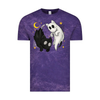 Cloud Purple Ghost Cats with Balance Halloween Vintage Tee - texasbilliewilder