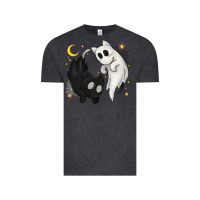 Vintage Black Ghost Cats with Balance Halloween Vintage Tee - texasbilliewilder