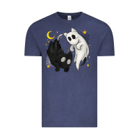 Vintage Denim Ghost Cats with Balance Halloween Vintage Tee - texasbilliewilder