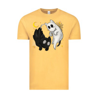 Vintage Mustard Ghost Cats with Balance Halloween Vintage Tee - texasbilliewilder