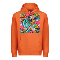 Carrot nail art tools and hand cream with serape and turquoise glitter seamle Premium Hoodie - BundleAndBundleShop