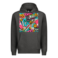 Charcoal Heather nail art tools and hand cream with serape and turquoise glitter seamle Premium Hoodie - BundleAndBundleShop