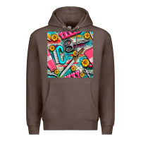 Coffee nail art tools and hand cream with serape and turquoise glitter seamle Premium Hoodie - BundleAndBundleShop