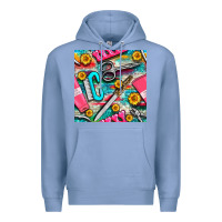 Colony Blue nail art tools and hand cream with serape and turquoise glitter seamle Premium Hoodie - BundleAndBundleShop