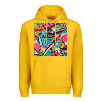 Lemon nail art tools and hand cream with serape and turquoise glitter seamle Premium Hoodie - BundleAndBundleShop