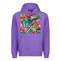 Purple nail art tools and hand cream with serape and turquoise glitter seamle Premium Hoodie - BundleAndBundleShop