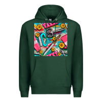 Sports Green nail art tools and hand cream with serape and turquoise glitter seamle Premium Hoodie - BundleAndBundleShop