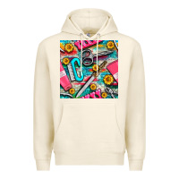 Tofu nail art tools and hand cream with serape and turquoise glitter seamle Premium Hoodie - BundleAndBundleShop