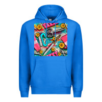 True Royal nail art tools and hand cream with serape and turquoise glitter seamle Premium Hoodie - BundleAndBundleShop