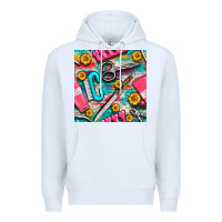 White nail art tools and hand cream with serape and turquoise glitter seamle Premium Hoodie - BundleAndBundleShop
